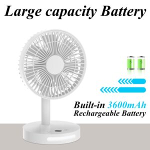 Generic USB Quiet Desk Fan, Personal Rechargeable Battery Operated Desk Fan with 5 Speeds, Powerful Fan Table Fan for Dorm Bedroom Desktop Office, White