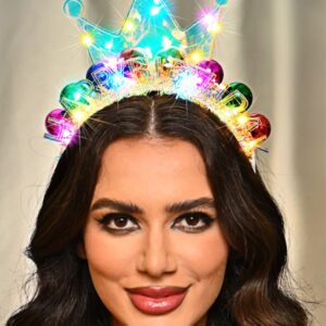 GENBREE Light Up Happy Birthday Headband Birthday Crown Ball Headpiece Party Festival Hair Accessories for Women (Multicolour)