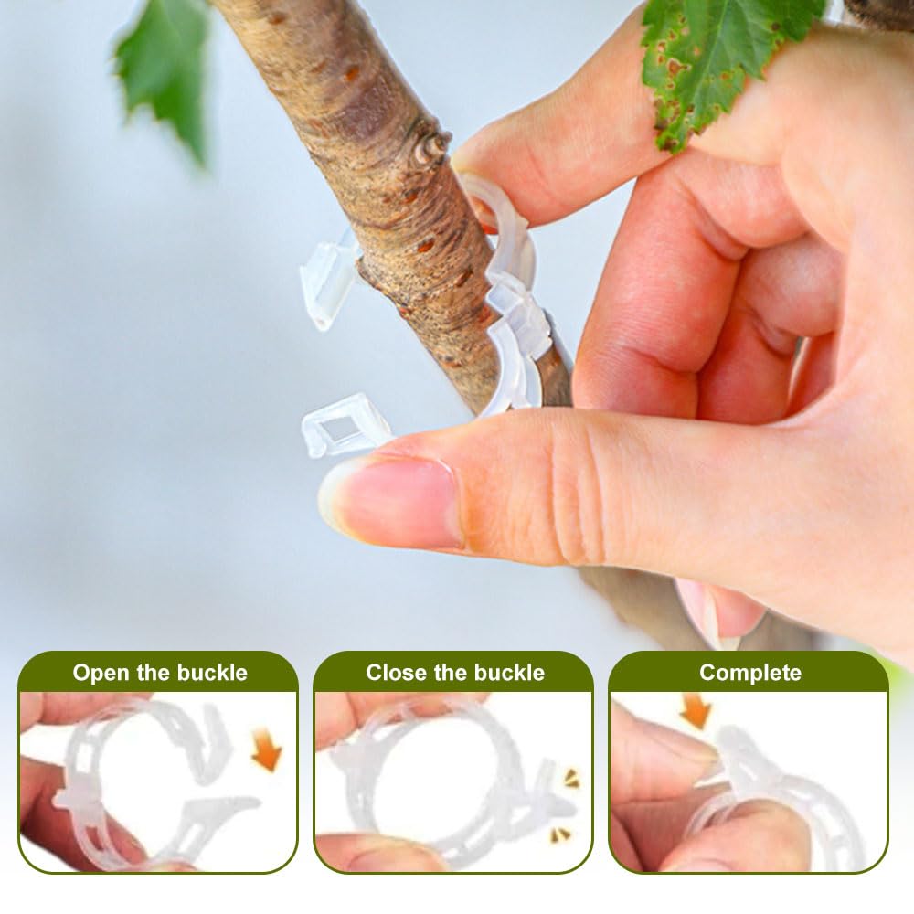 Secured Plastic Plant Clip, 2024 Upgrade Plant Support Clips, Garden Clips for Climbing Plants, Plastic Trellis Clips Plant Support Clips Tomato Grape Vine Vegetables Plant Fixing Clips (100, White)