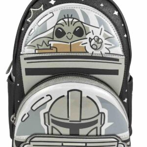 Loungefly Disney Parks 2024 Mandalorian Grogu Mini Backpack Baby Yoda, Gray Green, 400967076122