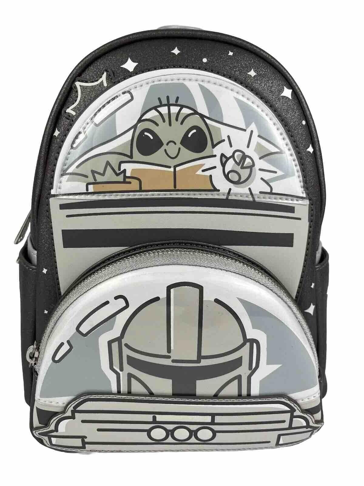 Loungefly Disney Parks 2024 Mandalorian Grogu Mini Backpack Baby Yoda, Gray Green, 400967076122