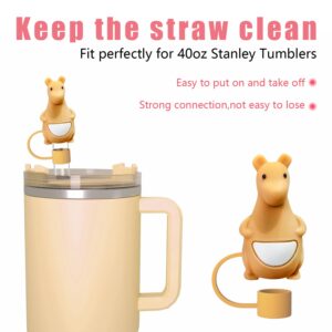 6pcs Animal Cute Silicone Straw Cover Caps for Stanley Cup Straw Topper fit 30&40 Oz Tumbler with Handle 10mm 0.4in Straw Protectors Cup Accessories