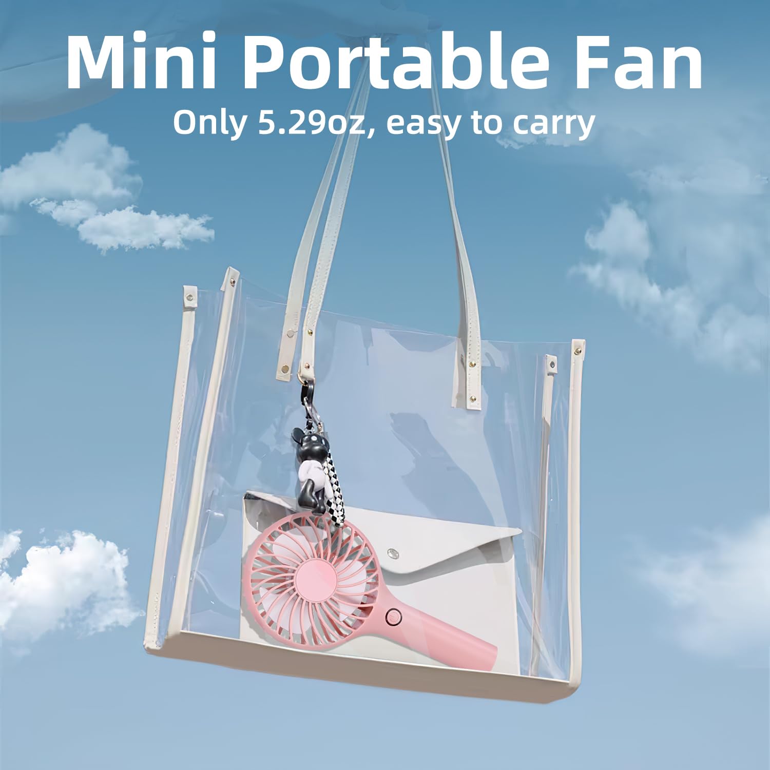 Ambandier Portable Handheld Fan, 3 Speeds Mini Portable Fan, Powerful Wind Hand Fan with Large Battery, Battery Operated Small Personal Fan for Indoor Outdoor Travel Concert Summer Gift.