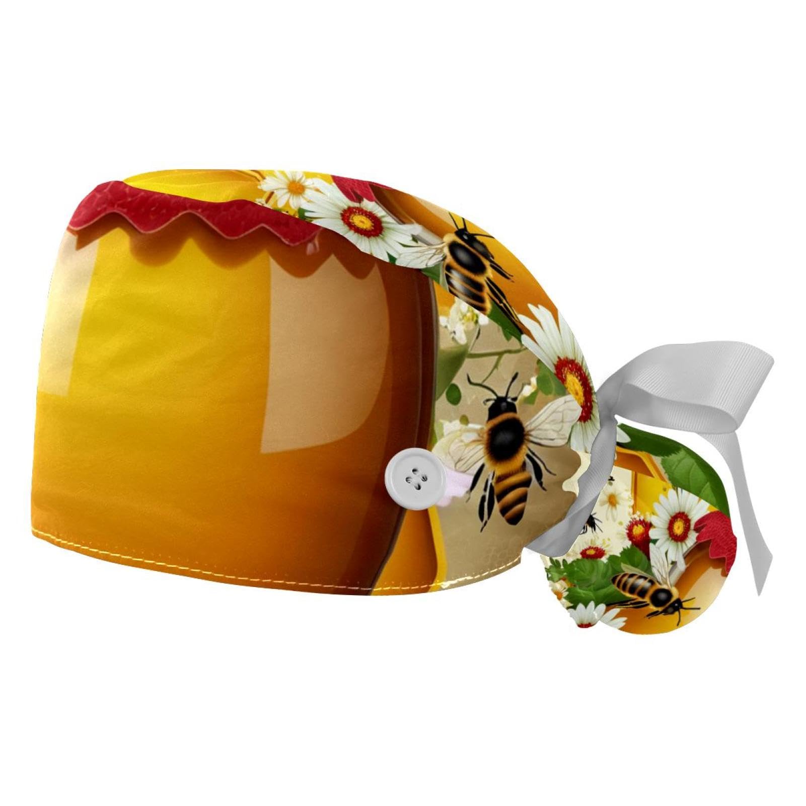 CWAGFEQZ 2-Pc Gourd-Shaped Working Cap,Fisherman Hat with Buttons and Cotton Sweatband,Honey Bee Flower