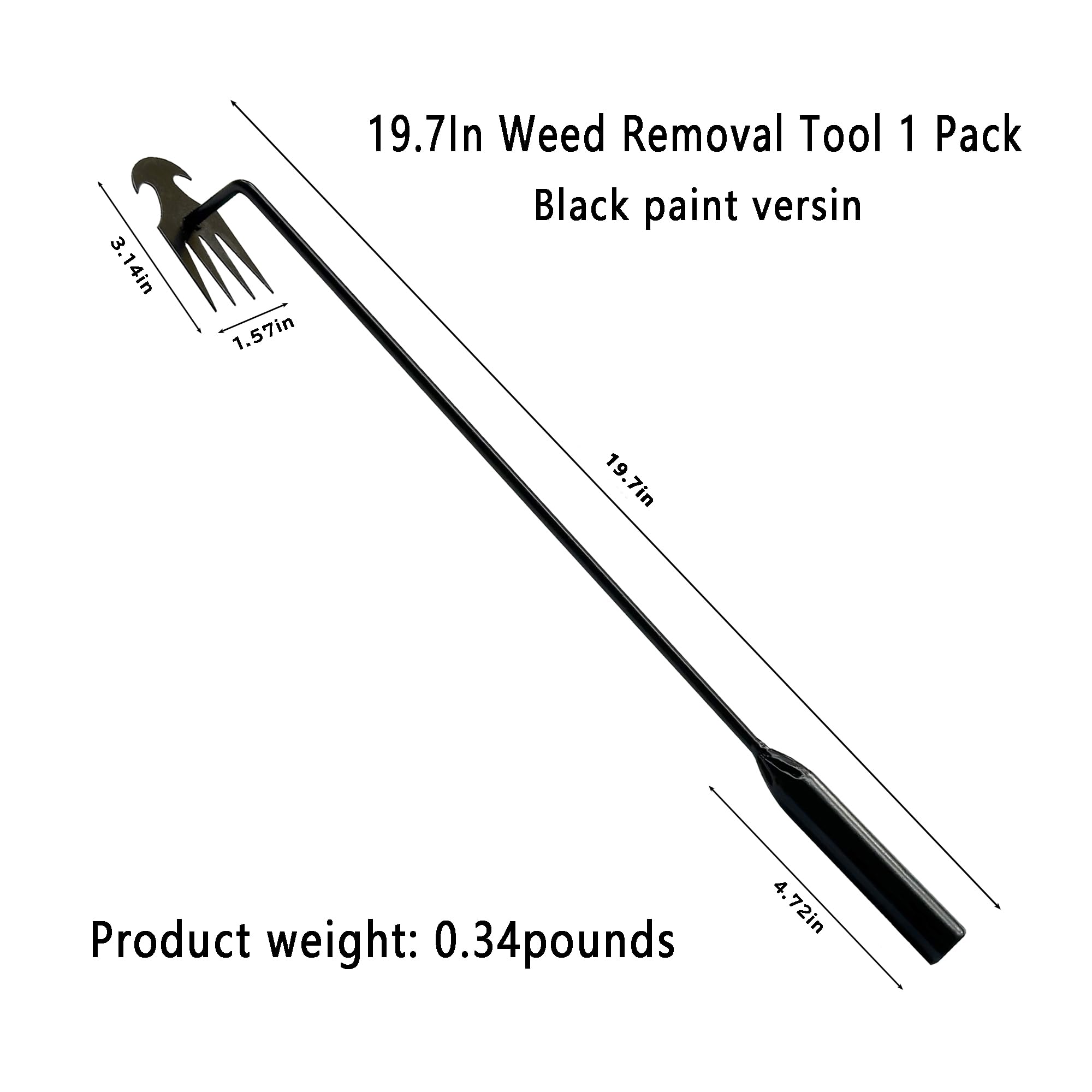 XFJTECH Weed Puller Tool 2024 Upgrade Artifact Uprooting Weeding Tool Length of 19.7in Stainless Steel Multifunctional 4 Teeths Manual Weeders for Garden, Yard, and Farm (1Pc)