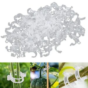 secured plastic plant clip, 2024 upgrade plant support clips, garden clips for climbing plants, plastic trellis clips plant support clips tomato grape vine vegetables plant fixing clips (100, white)