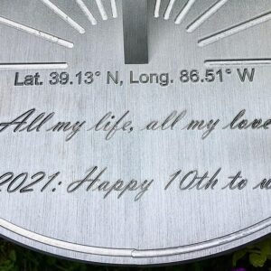 10 Year Anniversary Gift Sundial - Custom Engraved & Calibrated 10th Anniversary Gifts For Him Or Her - 10th Anniversary Gifts For Couple -10 Year Tin Anniversary Gifts Sundial