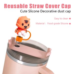 6pcs Animal Cute Silicone Straw Cover Caps for Stanley Cup Straw Topper fit 30&40 Oz Tumbler with Handle 10mm 0.4in Straw Protectors Cup Accessories