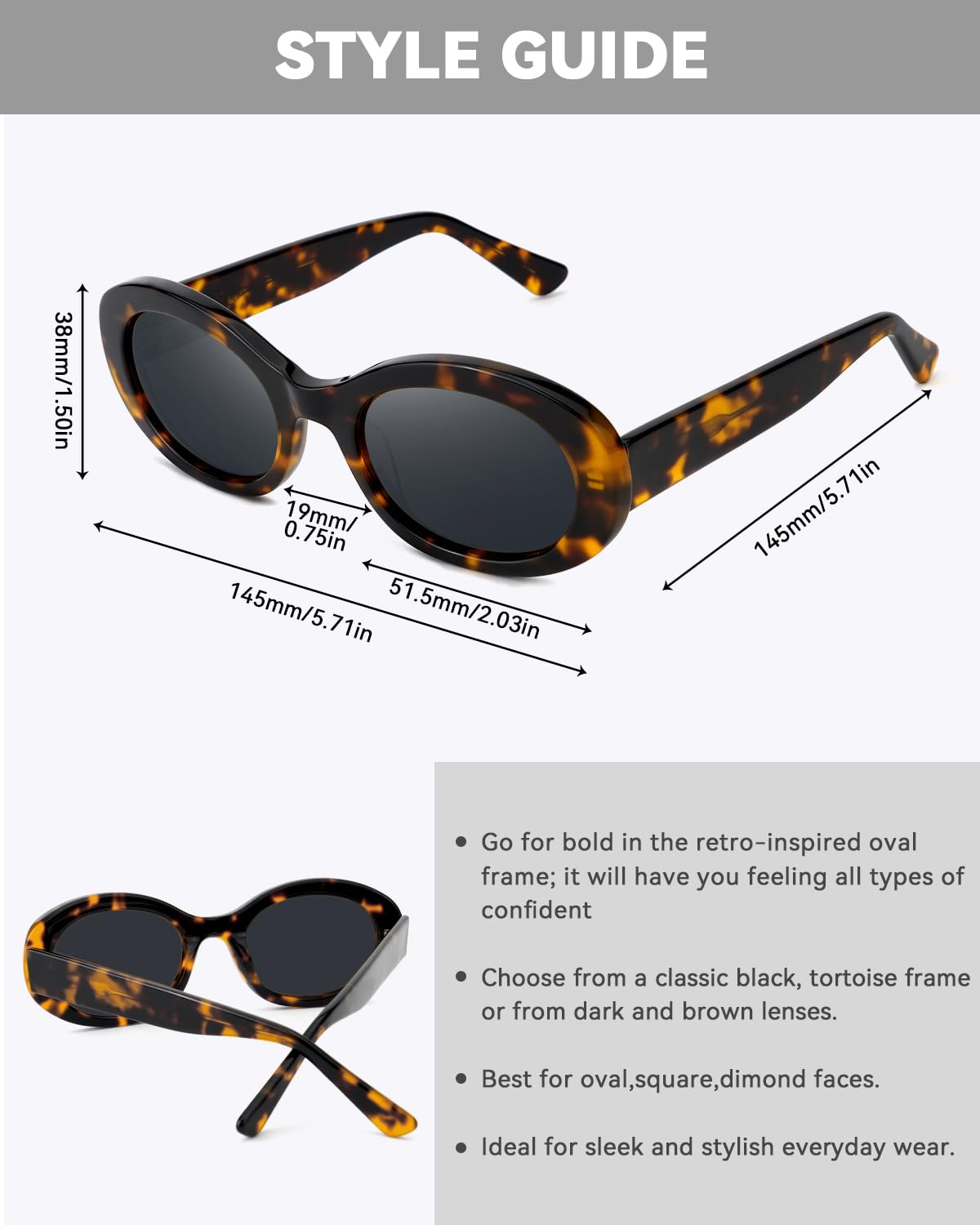 Mose Romano Retro Oval Sunglasses for Women Men Polarized Handmade Acetate Women's Sunglasses Trendy