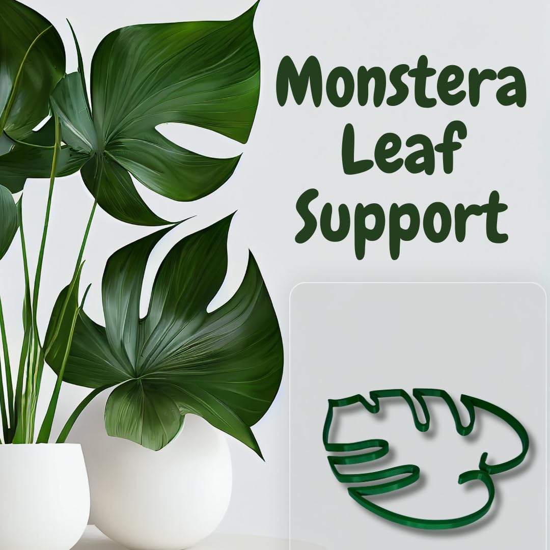 Monstera Leaf Plant Support | Unique & Aesthetic Monstera Plant Support | Keeps Plants Tame & Growing Vertical | Made in USA (Green)