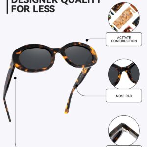 Mose Romano Retro Oval Sunglasses for Women Men Polarized Handmade Acetate Women's Sunglasses Trendy