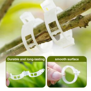 Secured Plastic Plant Clip, 2024 Upgrade Plant Support Clips, Garden Clips for Climbing Plants, Plastic Trellis Clips Plant Support Clips Tomato Grape Vine Vegetables Plant Fixing Clips (100, White)