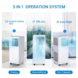 Takywep Portable Air Conditioner for Room up to 350 sq.ft, 8,000BTU A/C Unit with Dehumidifier and Cooling, 24Hour Timer, Sleep Mode, Remote Control, Window Installation Kit