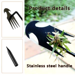 XFJTECH Weed Puller Tool 2024 Upgrade Artifact Uprooting Weeding Tool Length of 19.7in Stainless Steel Multifunctional 4 Teeths Manual Weeders for Garden, Yard, and Farm (1Pc)