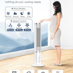 COOLECH 42 INCH Evaporative Air Cooler w/Remote &LED Touch Screen, 4 Mode &3 Speed, 1-Gal Tank for 15H Cooling, 12H Timer for Auto Off, 70°Oscillation Portable Swamp Cooler, Air Cooler for Room Patio