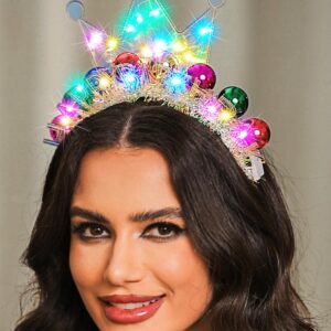 GENBREE Light Up Happy Birthday Headband Birthday Crown Ball Headpiece Party Festival Hair Accessories for Women (Multicolour)