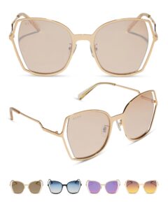 diff donna iii oversized sunglasses for women uv400 protection, lightweight wire vintage, honey crystal + honey crystal flash