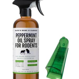 Kate's Home & Garden Peppermint Oil Spray for Rodents, Mice, Squirrels with Humane Trap. Rodent Repellent Indoor for Car Engines & Outdoor (16oz, Non Toxic)