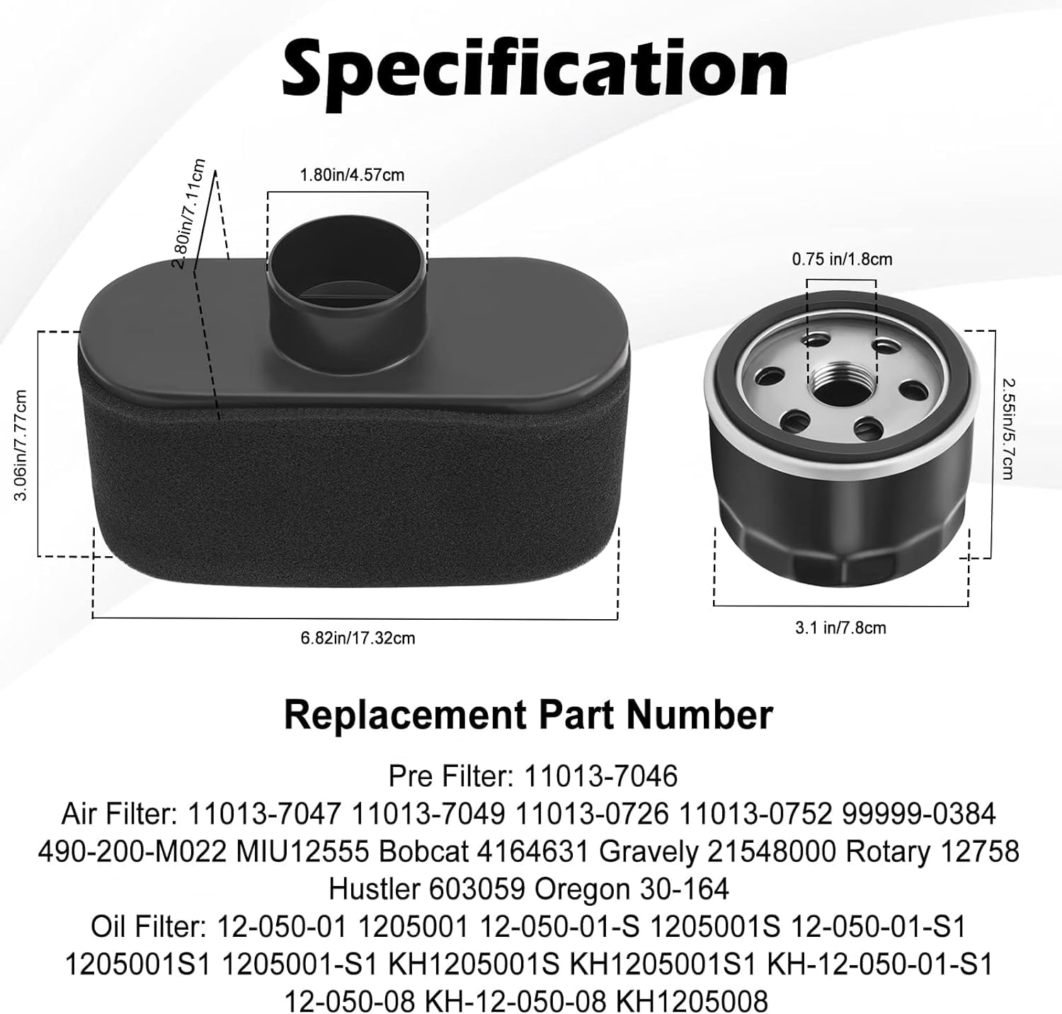 KLWZH 11013-0752 Air Filter 49065-7007 Oil Filter for Kawasaki FR651V FR730V FS481V FS541V FS600V FS730V 4-Cycle Engine Lawn Mower Tractor 11013-7047 Air Filter Replacement