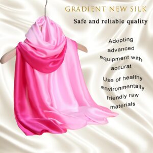 ZMC Long Silk Feeling Scarf, Smooth Gradient Scarf Stripe for women Long Lightweight Sun-proof Shawls Wraps Headscarf for Women Spring Summer Fall(pink)