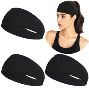 JOYOYO 3 Pack 9cm Unisex Headbands for Women's Hair Soft Stretchy Fabric Kylie Head Band Bandeaux Hair Accessories for Workout Gym Yoga Hair Band(Black)