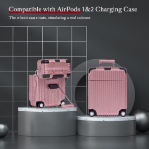 MOMCH for AirPods 1&2 Case Cover, Suitcase Design Full Protective Hard Shell Cute AirPods Protective Cover for AirPod 2/1 Charging Case with Women and Men,Rose Gold