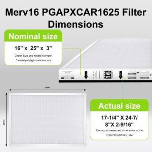 Upgraded PGAPXCAR1625 Merv16 Replacement Filter, Compatible with Bryant/Carrier PGAPXCAR1625, AGAPXCAR1625-A02，PGAPXCAR1625-a02, PGAPXCAR1625-A01, AGAPXCAR1625 Filter(16x25x3in)-2 Pack