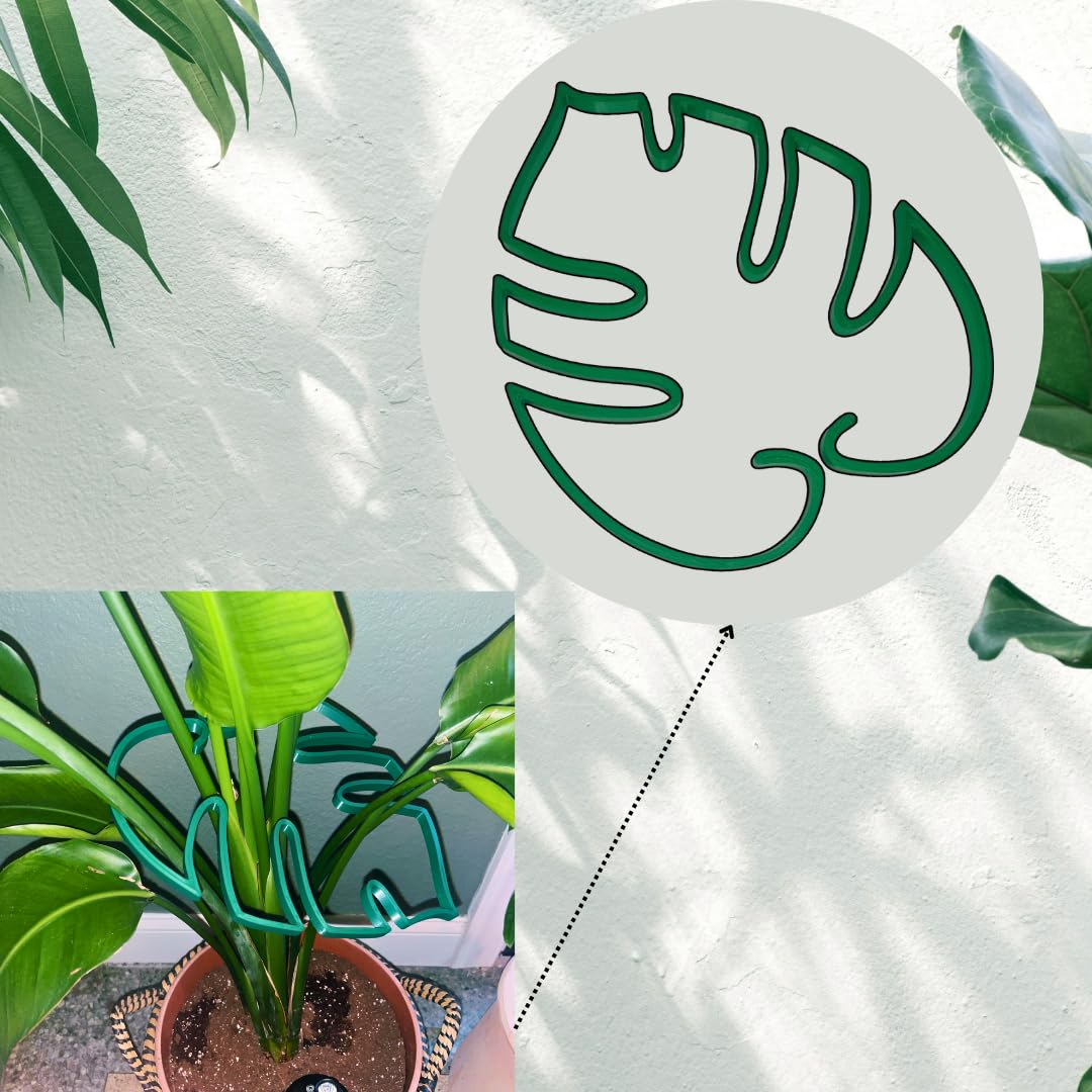 Monstera Leaf Plant Support | Unique & Aesthetic Monstera Plant Support | Keeps Plants Tame & Growing Vertical | Made in USA (Green)