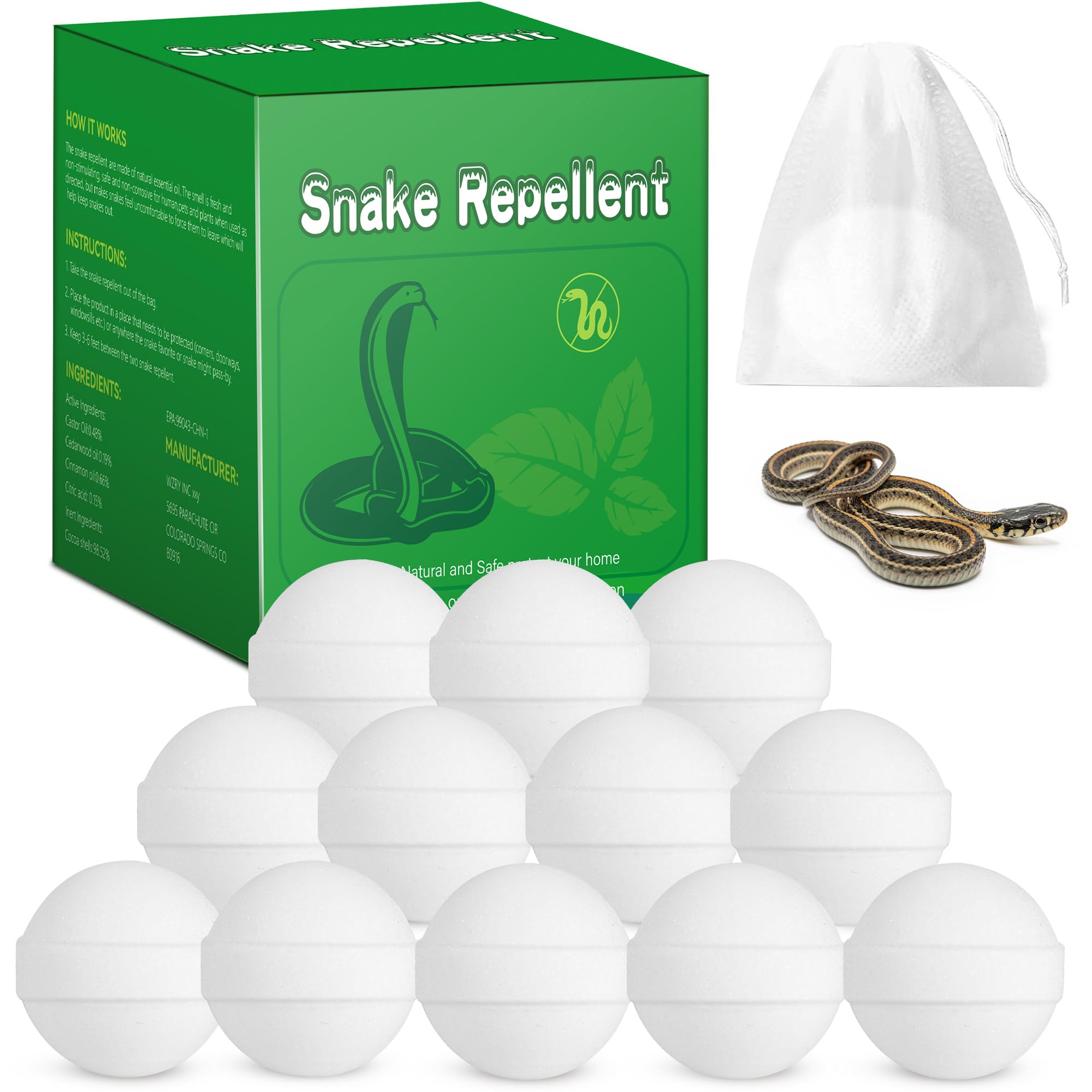 12 Packs Powerful Snake Repellent for Yard, Natural Repellent Balls for Snake Outdoor Camping Fishing, Snake Away Repellent to Keep Snakes Rats Away from Yard, Garden, Lawn, Garage, Human & Pet Safe