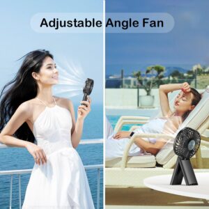 Portable Personal Handheld Rechargeable Fan: Mini Hand Held Fan 4 Speeds Cool Air Wind 6-15Hrs Work Adjustable Operated USB Recharge Battery Quiet Pocket Fan for Boy Men Women Office Outdoor Travel