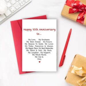 MQMRYeto Funny 10th Anniversary Card For Men Women, Sweet 10 Year Wedding Anniversary Card Decoration For Husband Wife, Romantic Gifts Idea For Boyfriend Girlfriend Couple