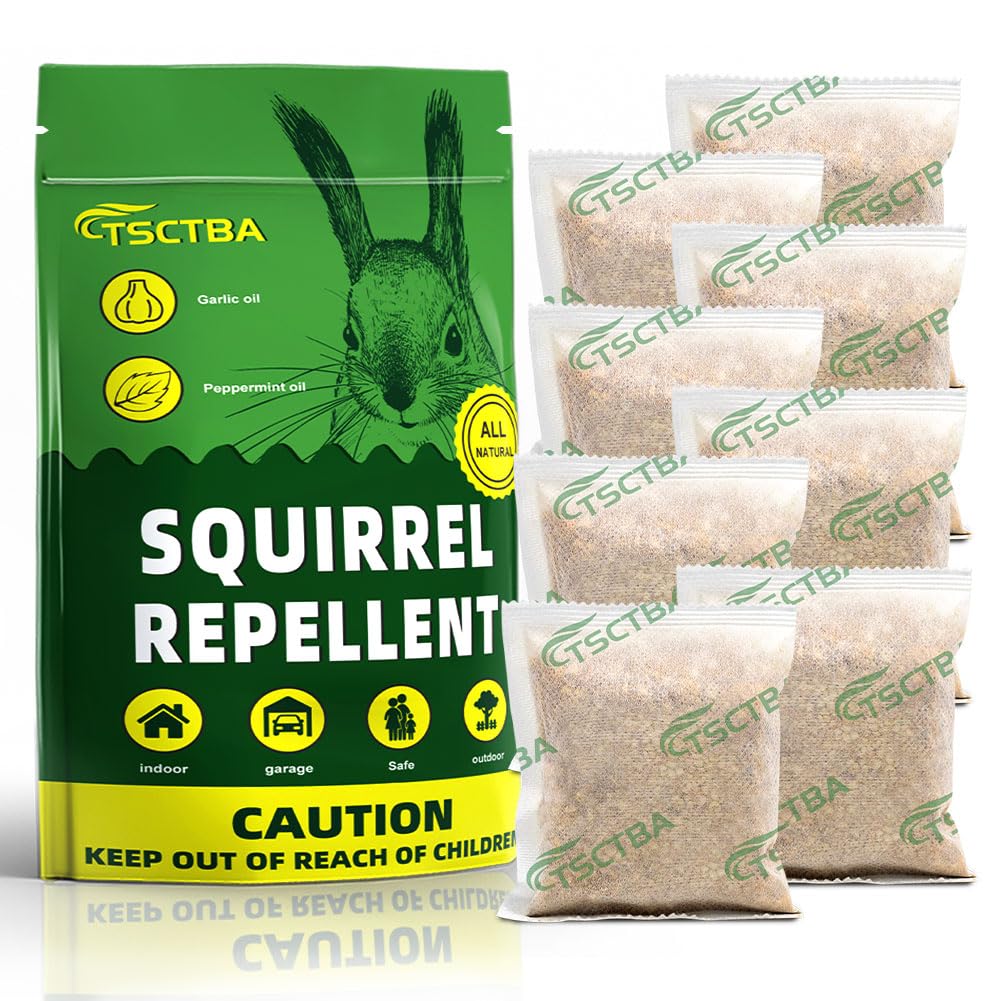 Ksqurelnb Squirrel Repellent Outdoor, Chipmunk Repellent Outdoor for Plants, Squirrel Deterrent, Keep Squirrels Away from Garden, Get Rid of Squirrels, Mint Squirrel Repellents for Attic-8P