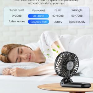 Portable Handheld Mini Fan Rechargeable: Small Hand Personal Foldable Fans 180° Adjustable 4 Speed Wind Cooling Air for Travel Face lash Indoor Outdoor Office Camping Household Women Men Kid Black