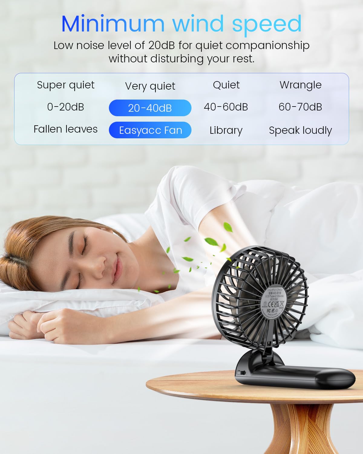 Portable Handheld Mini Fan Rechargeable: Small Hand Personal Foldable Fans 180° Adjustable 4 Speed Wind Cooling Air for Travel Face lash Indoor Outdoor Office Camping Household Women Men Kid Black