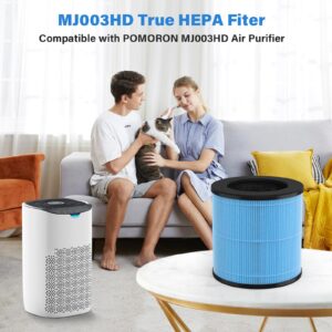 CFKREYA MJ003HD Replacement Filter Compatible with POMORON Air Purifier Model MJ003HD, 4-in-1 High-Efficiency H13 HEPA with Activated Carbon Filter, 2 Pack