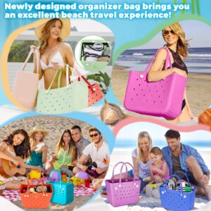 Clear Beach Bag Organizer Insert Compatible with Original Bogg Bag X Large, Zipper Inner Bag Divider Storage Bag for Bogg Bag Accessories, 7 Divider Pouch -Transparent & Black (Only for X Large )