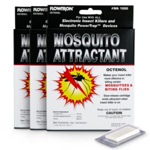 flowtron ma-1000 octenol mosquito attractant cartridge, compatible with bk-15, bk-40, bk-80, mc-9000, fc-8800-3 pack