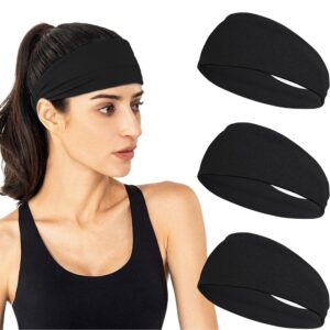 JOYOYO 3 Pack 9cm Unisex Headbands for Women's Hair Soft Stretchy Fabric Kylie Head Band Bandeaux Hair Accessories for Workout Gym Yoga Hair Band(Black)