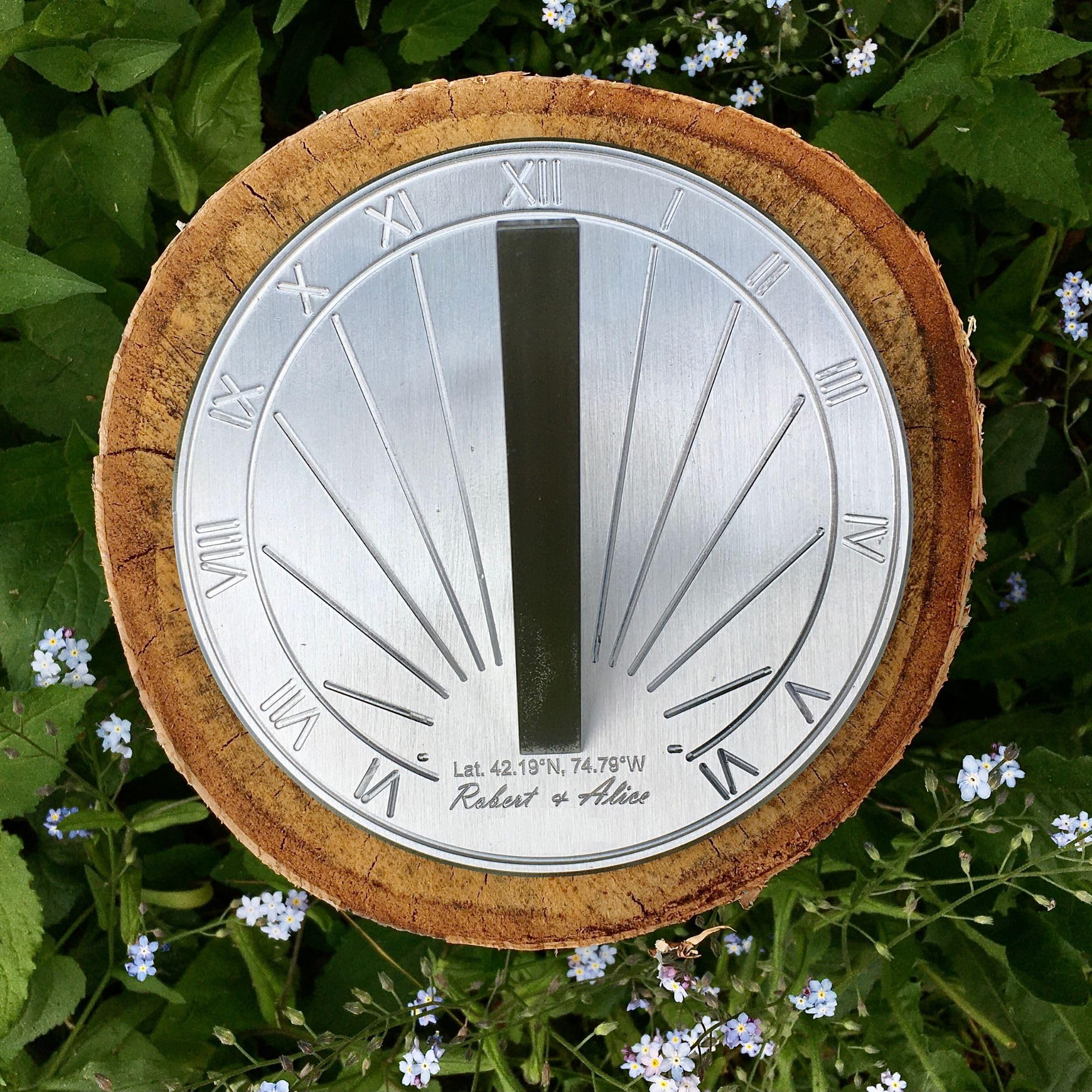 10 Year Anniversary Gift Sundial - Custom Engraved & Calibrated 10th Anniversary Gifts For Him Or Her - 10th Anniversary Gifts For Couple -10 Year Tin Anniversary Gifts Sundial