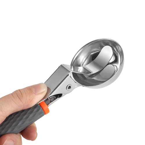 XIROM UN Ice Cream Scoop with Comfortable Grip Handle, Heavy Duty Stainless Steel, Perfect Shape Scoops, Ice Cream Scooper Easy Clean, for Gelato, Cookie Dough, Sorbet, Almond(Black)