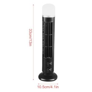 HURRISE Bladeless Tower Fan, Oscillating Fans Standing Fans for Indoors 90 Degree Oscillating Quiet Portable USB Desk Fan with Light for Home Bedroom Office (Black)