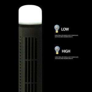 HURRISE Bladeless Tower Fan, Oscillating Fans Standing Fans for Indoors 90 Degree Oscillating Quiet Portable USB Desk Fan with Light for Home Bedroom Office (Black)