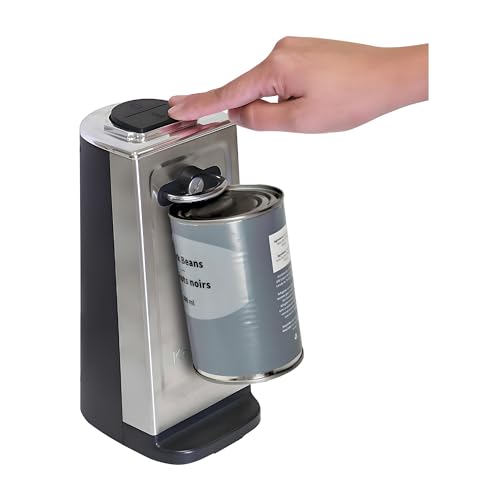 Kenmore Smooth Edge Electric Automatic Can Opener Extra-Tall Smooth-Touch Side-Cut Blade Easy Operation Opens Regular Pop-Top Cans Prevents Sharp Edges Silver Black