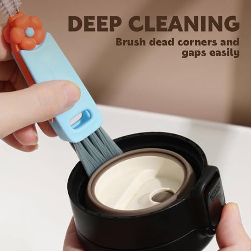 3 in 1 Cup Lid Cleaning Brush,Crevice Cleaning Brush for Bottle Gap Tight Spaces Cup,3 in 1 Multifunctional Cleaning Brush Portable Cup Lid Cleaner with Brush (3 PCS)