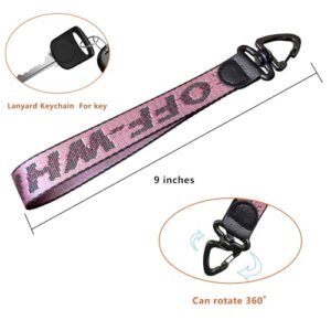 JEJAKKD OFF Lanyard Keychain Strap Wristlet Strap Fashion Wristlet Key chain pink，Hand Wrist Lanyard forluggage Key Ring Accessories (The long lasting Zinc alloyRotatable key chain)