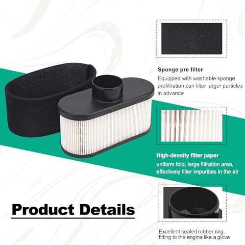 FHSJXR 11013-0752 11013-7047 Air Filter Cleaner for Kawasaki FR691V FR651V FR730V FS481V FS541V FS600V FS651V FS691V FS730V 4-Cycle Engine Replace 11013-0726 11013-7049 with Pre Filter 11013-7046