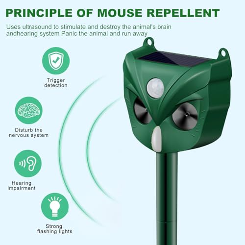 2024 Solar Ultrasonic Animal Repeller, Dog Repellent Outdoor, Squirrel, Raccoon, Skunk, Rabbit, Fox, Deer, Bird etc.Motion Detection, LED Flashing Light Model-546