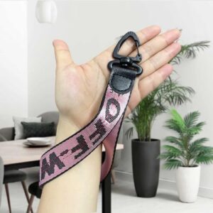 JEJAKKD OFF Lanyard Keychain Strap Wristlet Strap Fashion Wristlet Key chain pink，Hand Wrist Lanyard forluggage Key Ring Accessories (The long lasting Zinc alloyRotatable key chain)