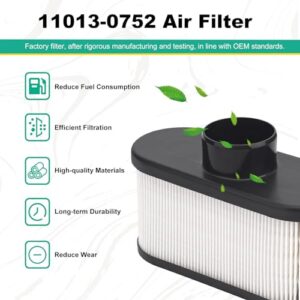 FHSJXR 11013-0752 11013-7047 Air Filter Cleaner for Kawasaki FR691V FR651V FR730V FS481V FS541V FS600V FS651V FS691V FS730V 4-Cycle Engine Replace 11013-0726 11013-7049 with Pre Filter 11013-7046