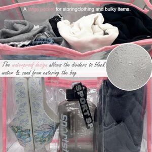 Clear Bogg Bag Organizer/Divider Pouch Insert Accessories for X Large Size, Waterproof, 7 Pockets, Lightweight (Pink&Transparent)